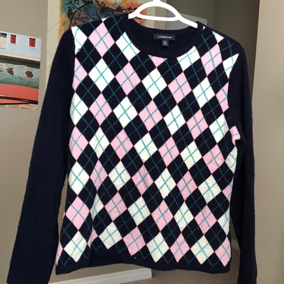 Y2k navy argyle sweater - Picture 2 of 4